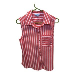 Draper James RSVP Red and White Stripped Sleeveless Shirt Sz M